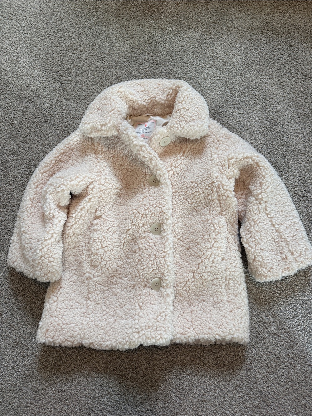 Crewcuts Cream Sherpa Pea Coat Jacket for Kids